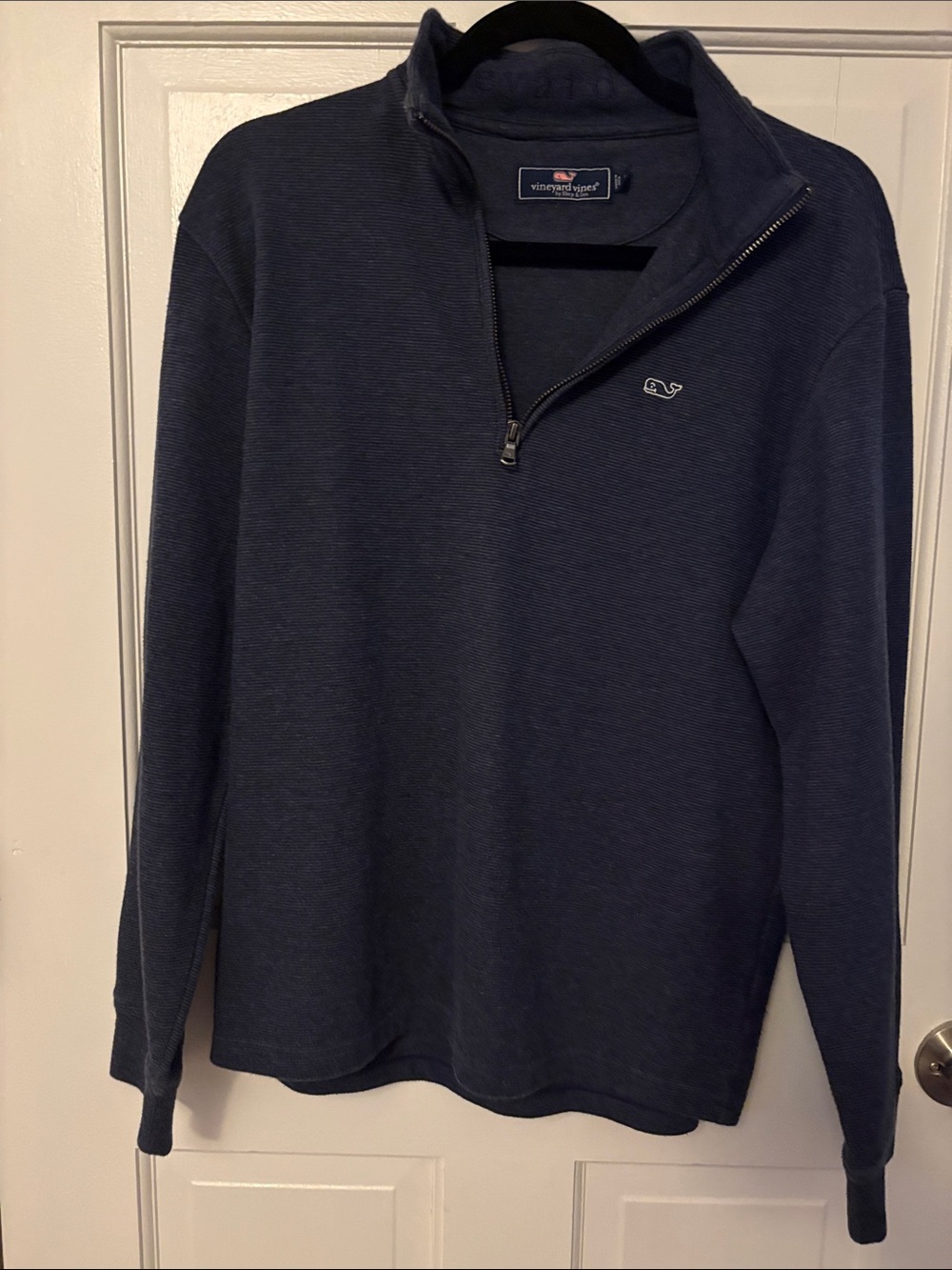 Vineyard Vines Navy 1/4 Zip Pullover S Whale Logo Soft Textured